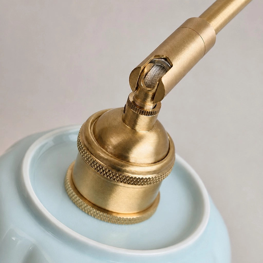 Close view of brass wall light joint