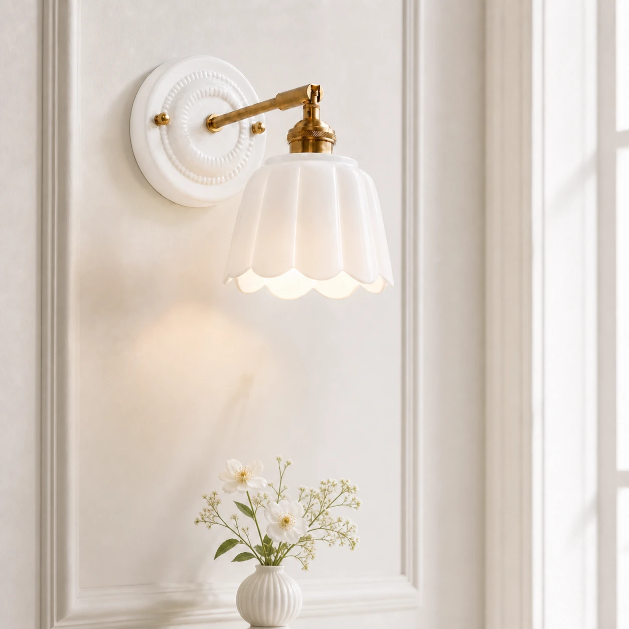 Petal wall light switched on