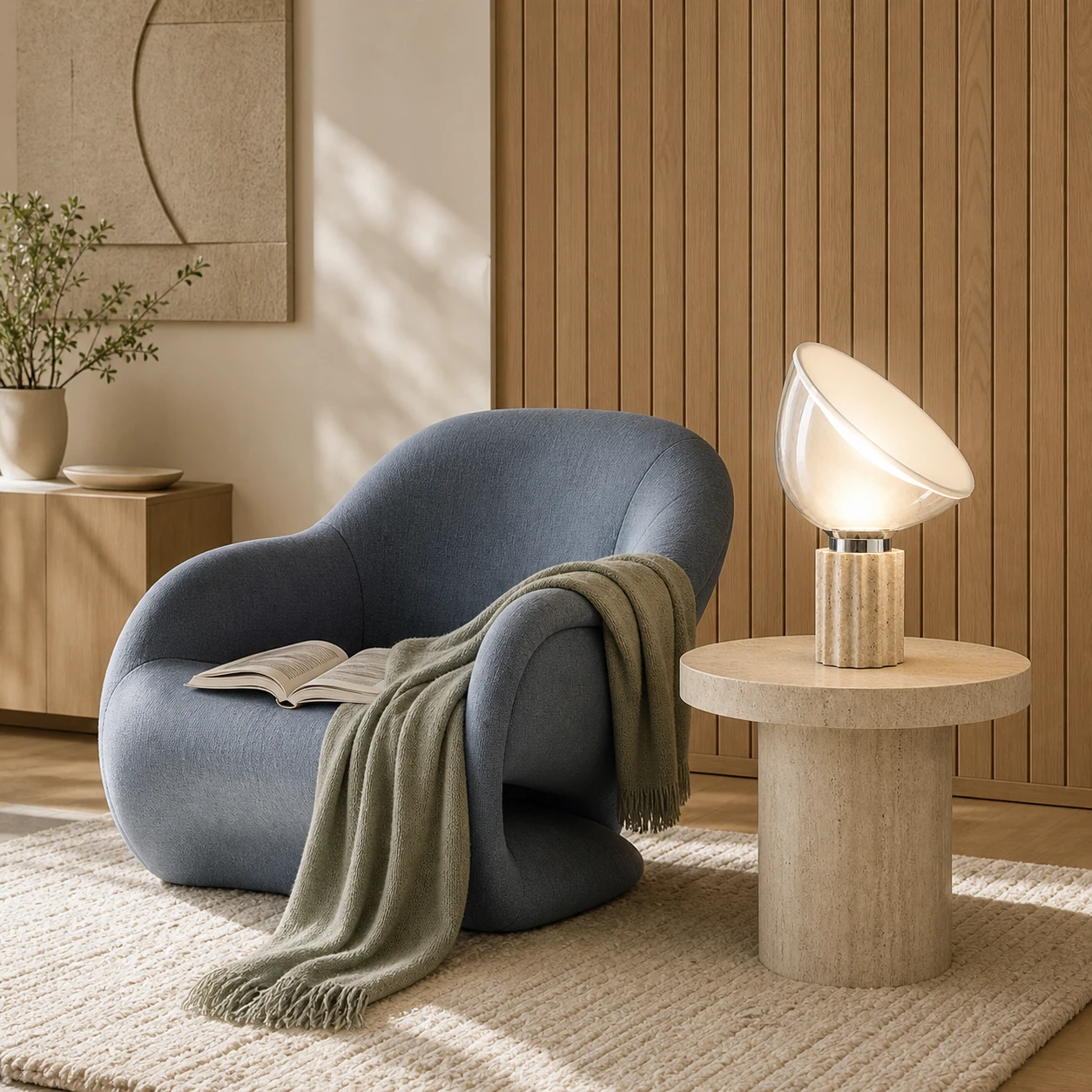 Taci lamp in a Nordic light-luxury reading corner