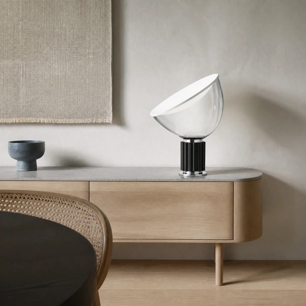 Taci lamp in a bright Nordic dining sideboard corner