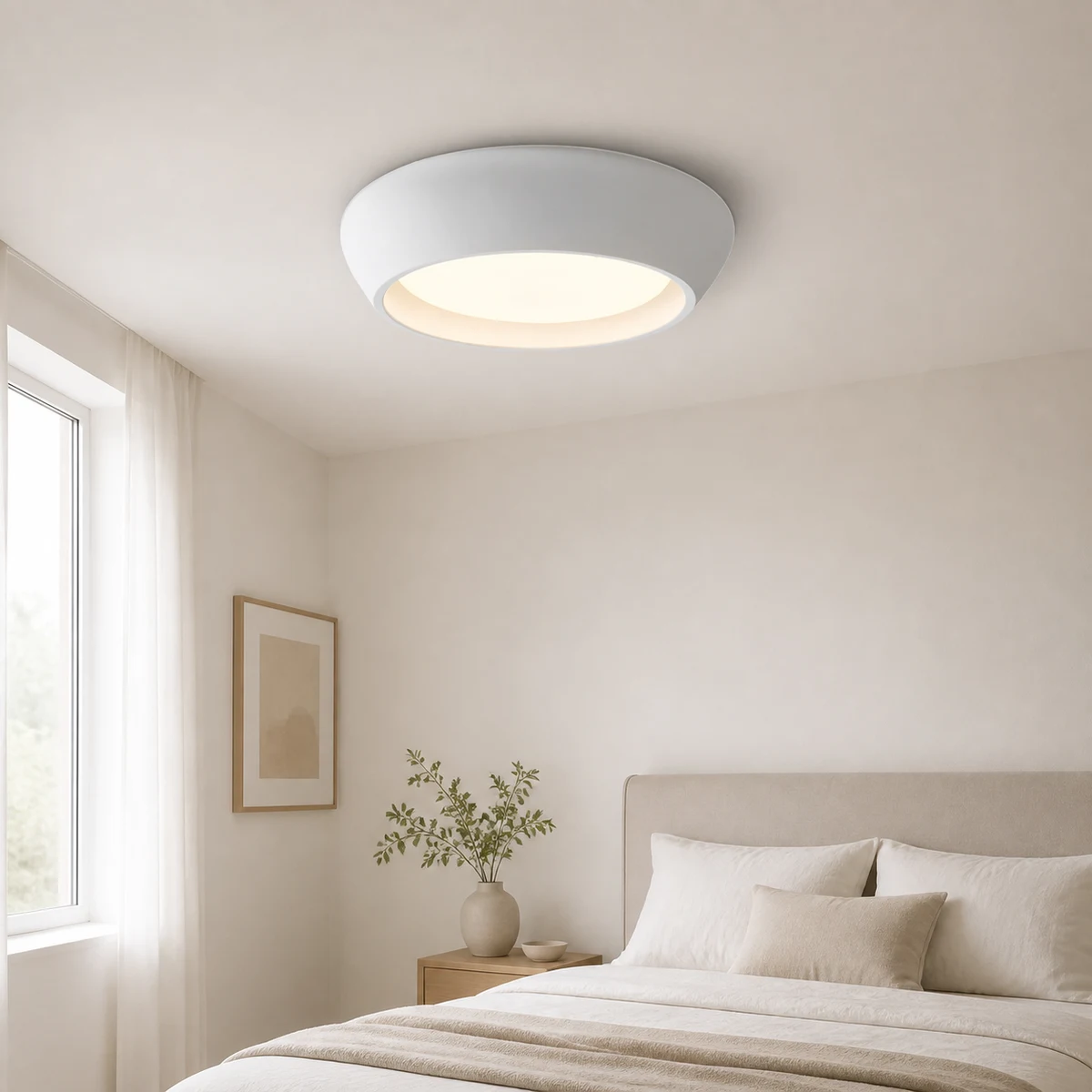 White Lavan ceiling light in a calm bedroom
