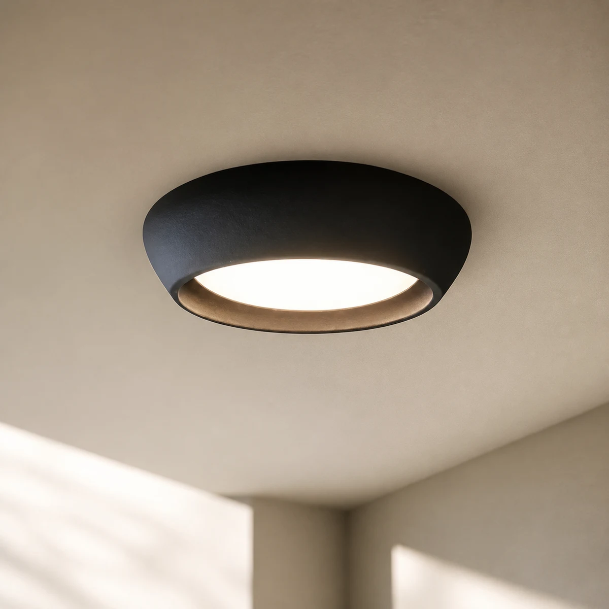 Black Lavan ceiling light in a bright contemporary room