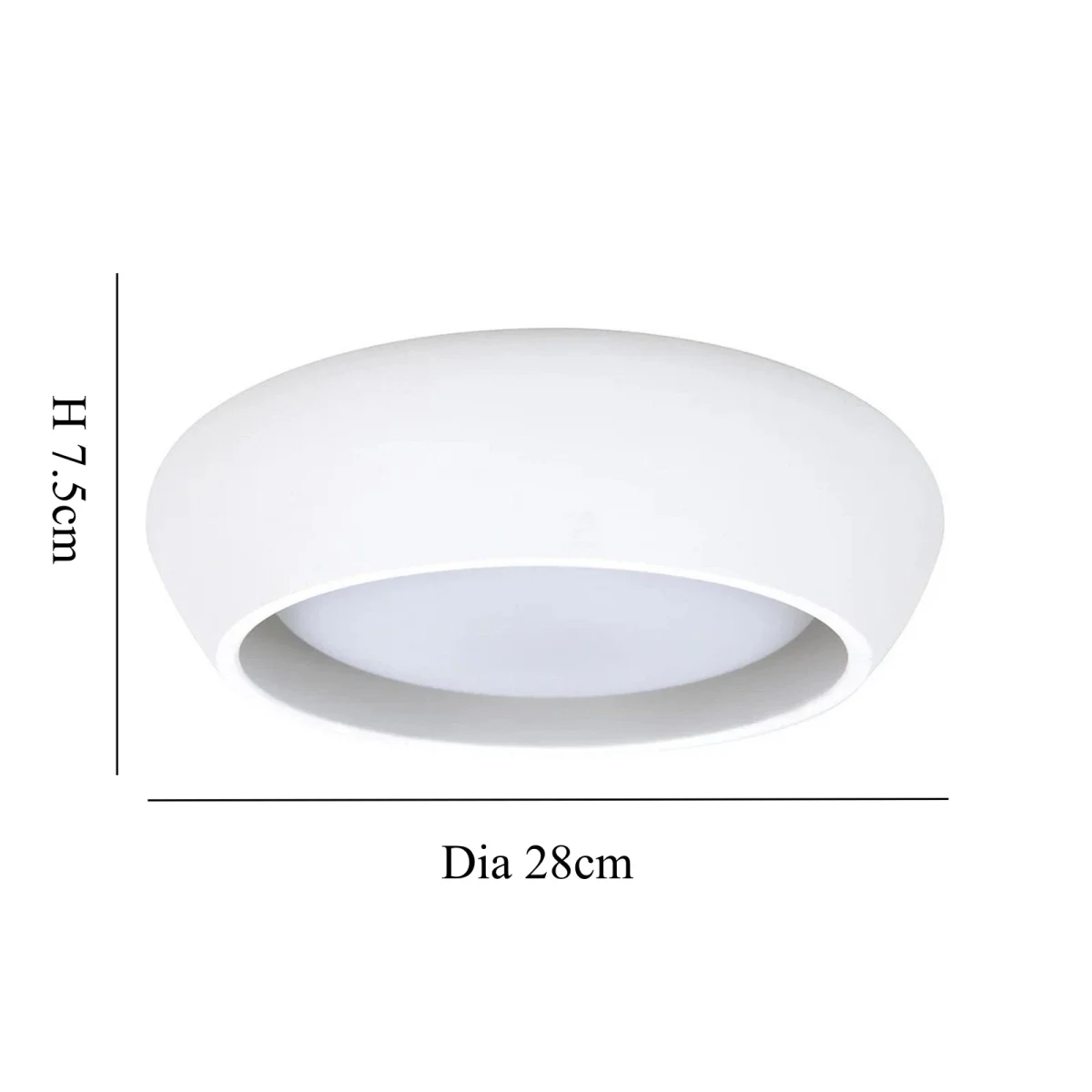 Lavan size diagram showing 28 cm diameter and 7.5 cm height