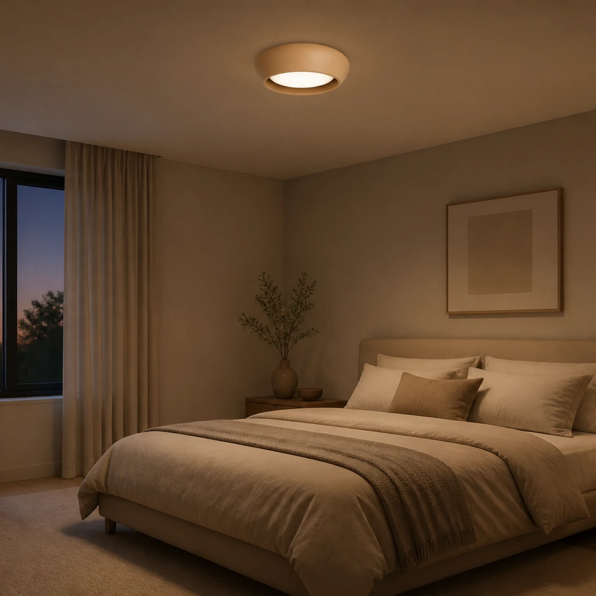 Single Brown Lavan ceiling light in a bedroom