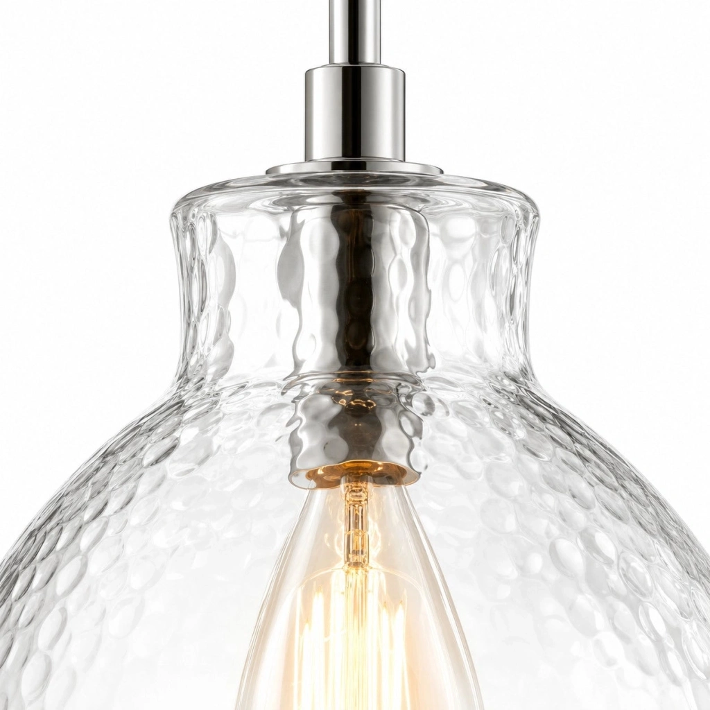 Ondine Farmhouse Hammered Glass Pendant Light - detail 01