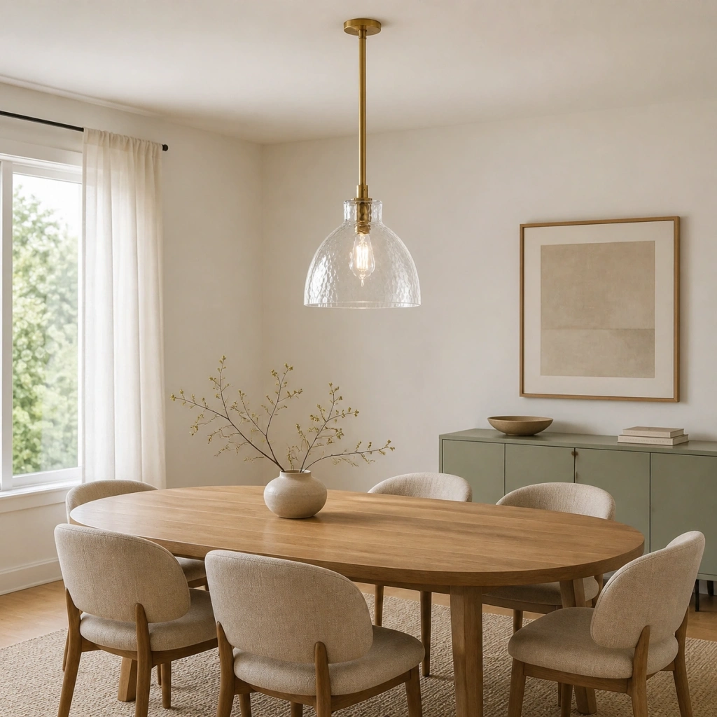 Ondine Farmhouse Hammered Glass Pendant Light - scene 06