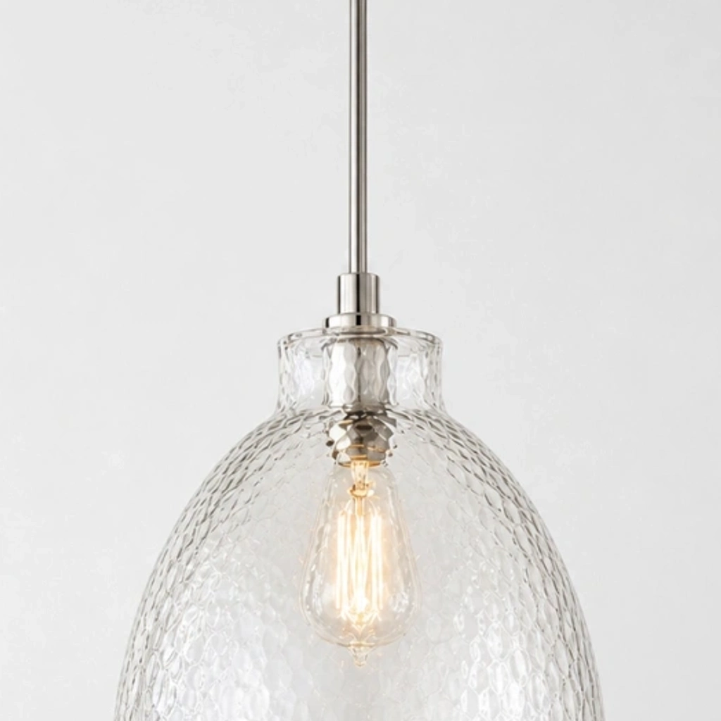 Glass neck and hammered texture on white