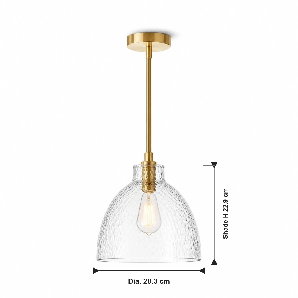 Ondine Farmhouse Hammered Glass Pendant Light - size 20 3