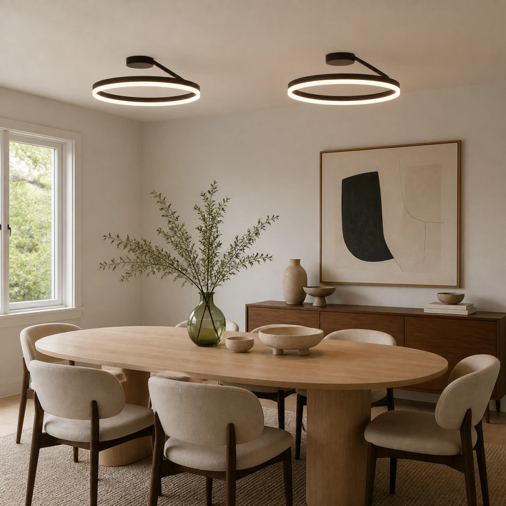 Nordic dining room - paired black lights