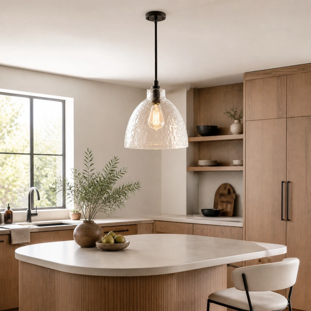 Ondine Farmhouse Hammered Glass Pendant Light - scene 02