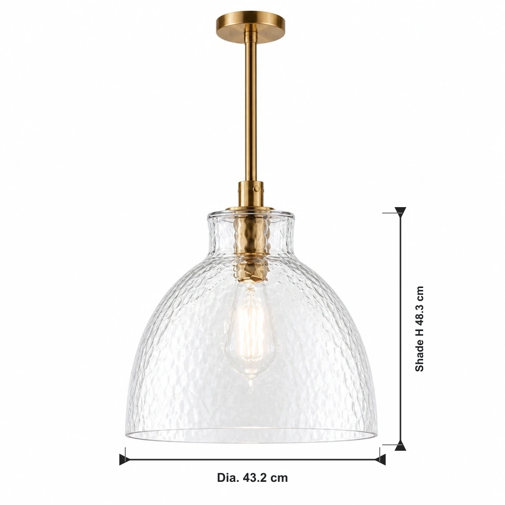 Ondine Farmhouse Hammered Glass Pendant Light - size 43 2