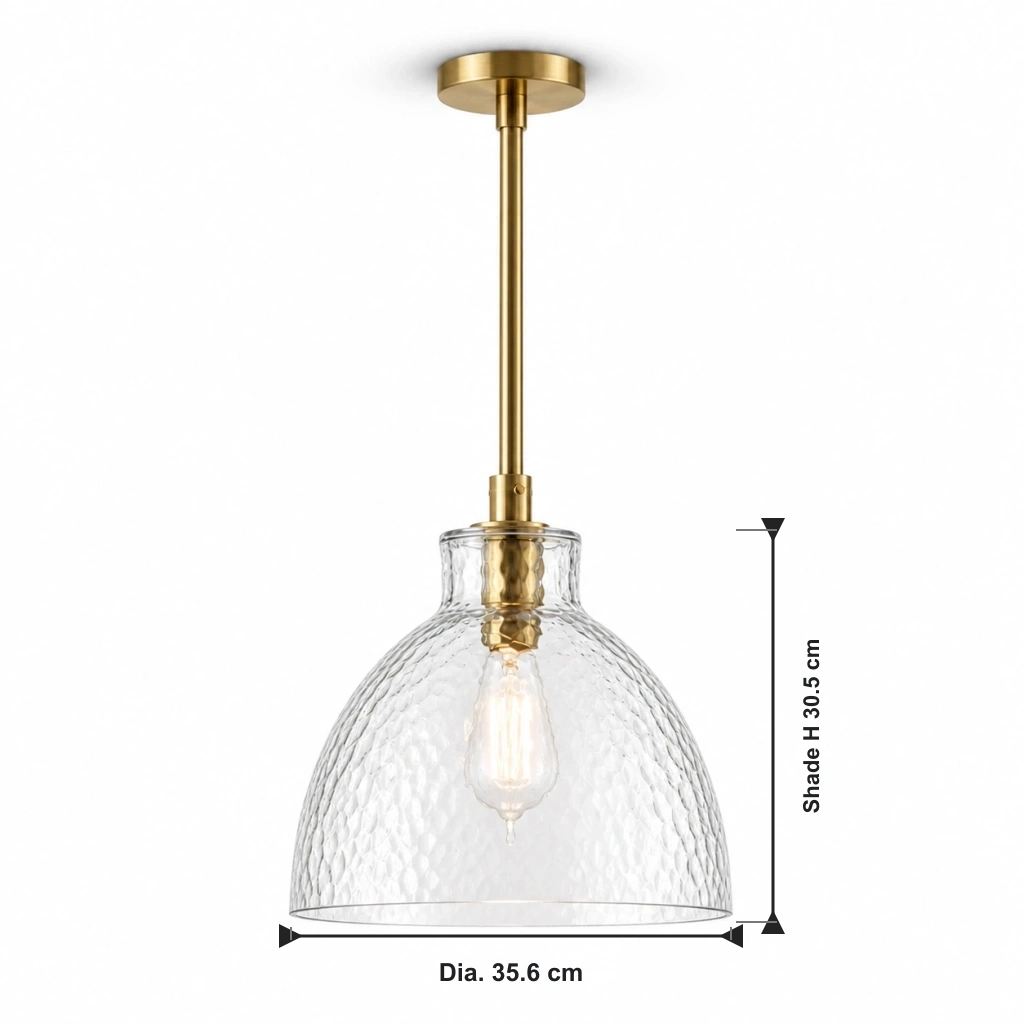 Ondine Farmhouse Hammered Glass Pendant Light - size 35 6