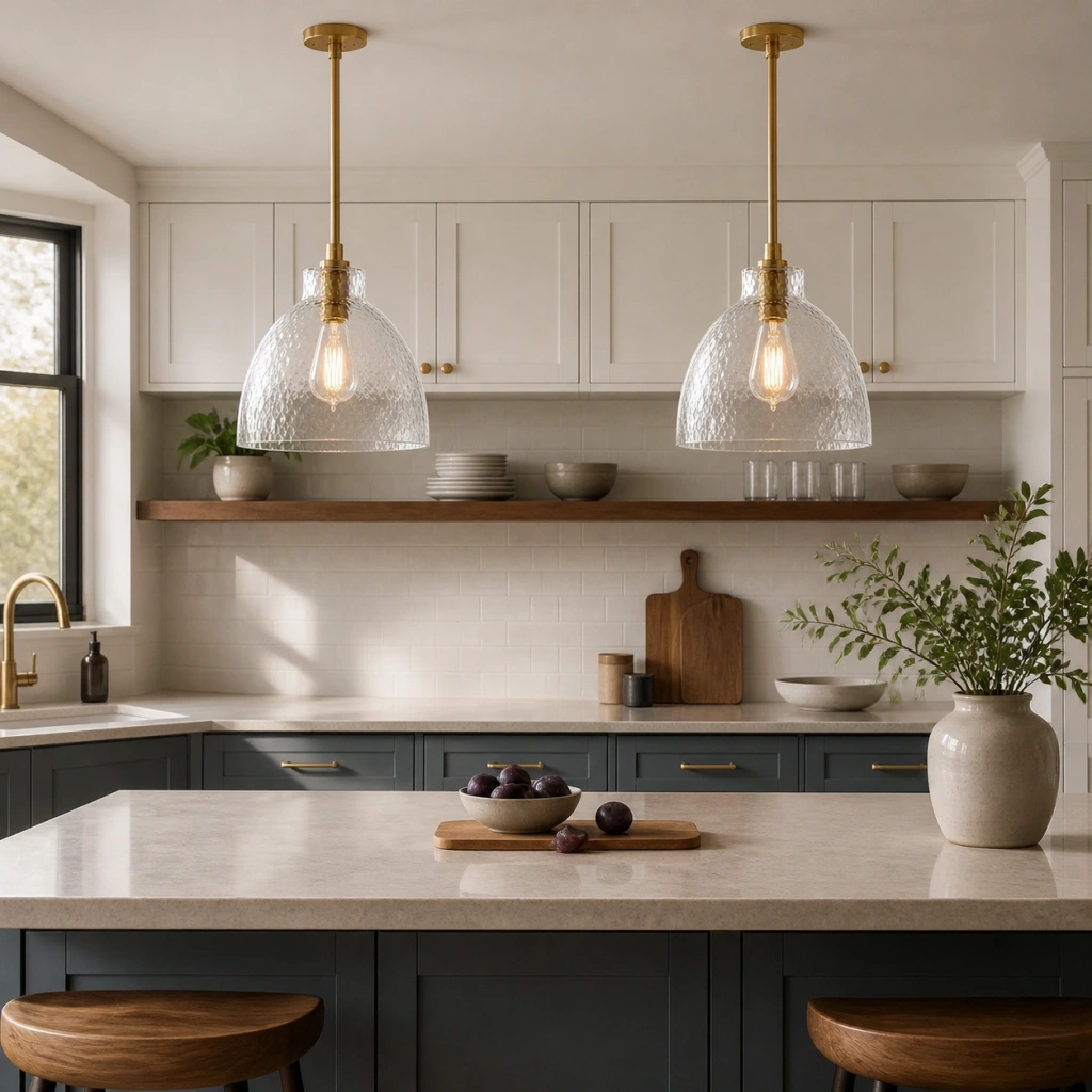 Ondine Farmhouse Hammered Glass Pendant Light - scene 04