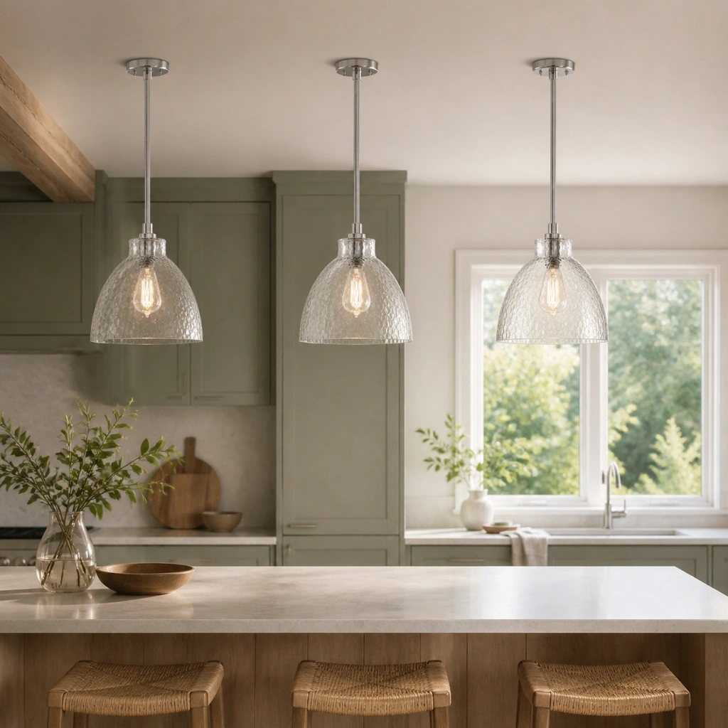 Ondine Farmhouse Hammered Glass Pendant Light - scene 03
