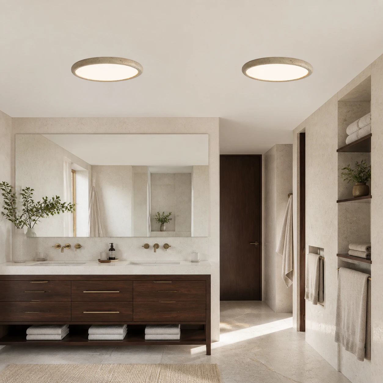 Two complete Solis Horizon lights in a protected bathroom dry zone