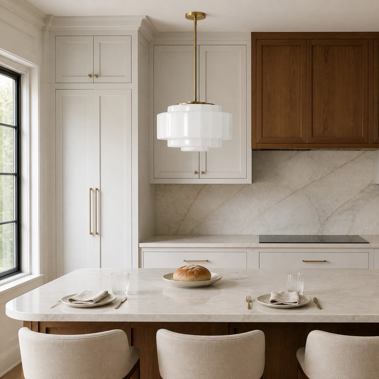Antique Brass Tiered Opal White Glass Pendant Light (6).webp__PID:50095e26-42cf-4b75-b115-025b0667c460
