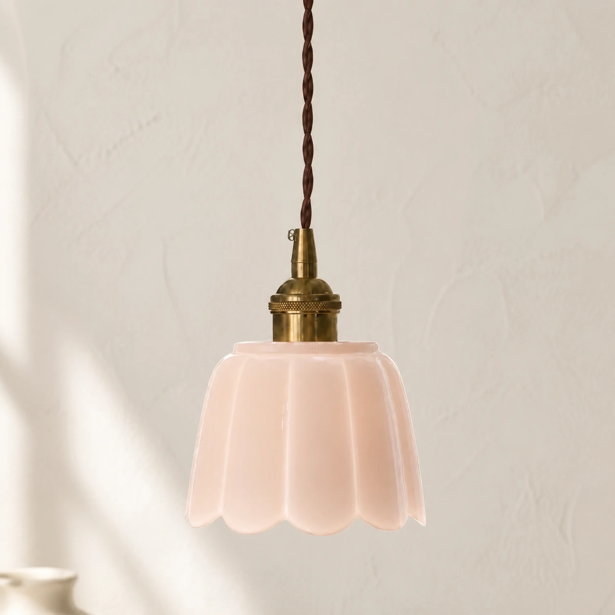 Pink Daphne ceramic petals pendant