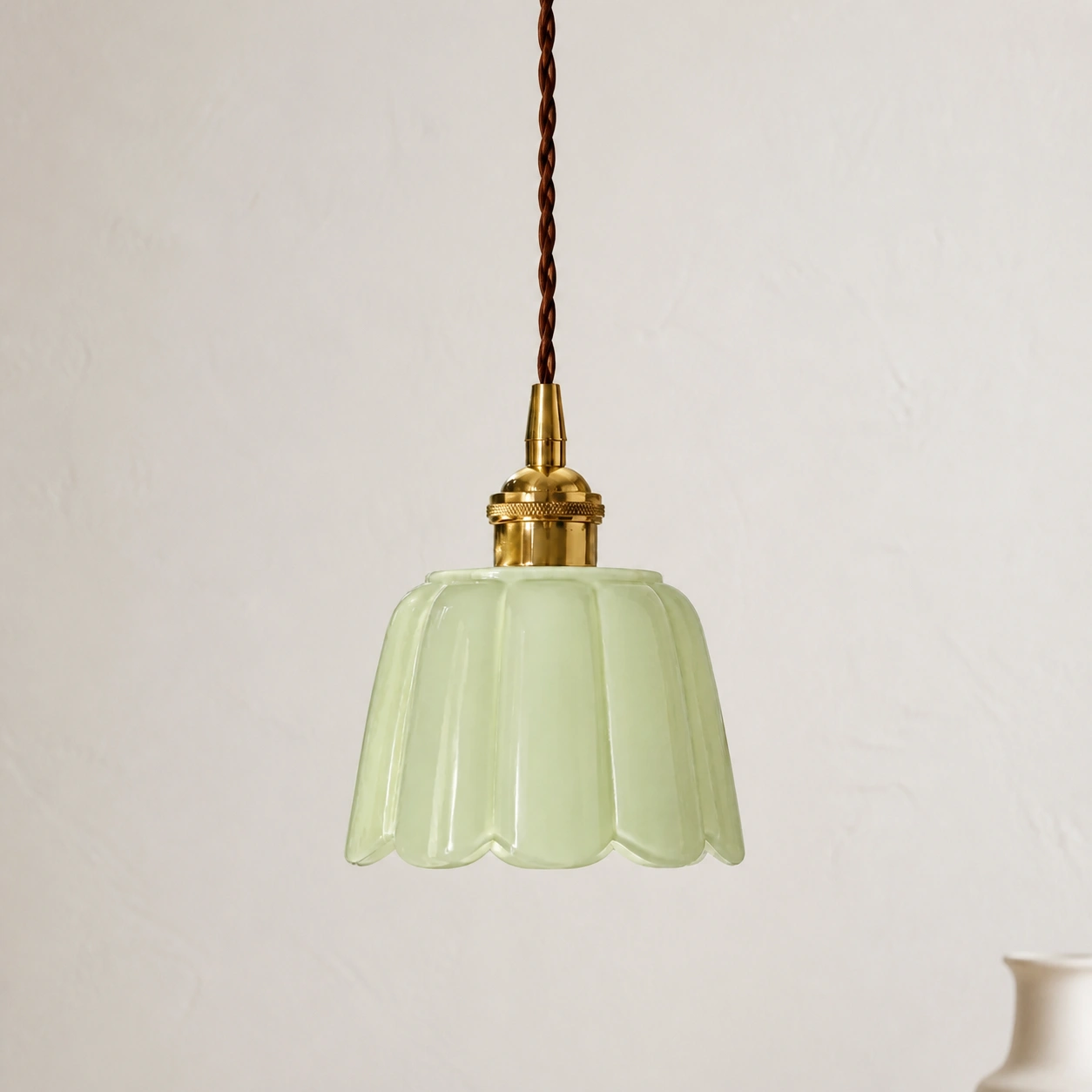 Green Daphne ceramic petals pendant