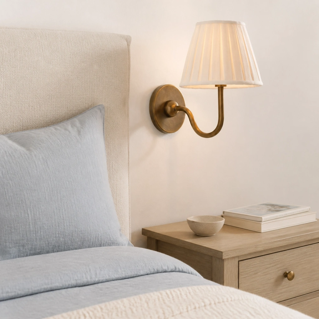 Tumbled Brass Eosphine wall light close view