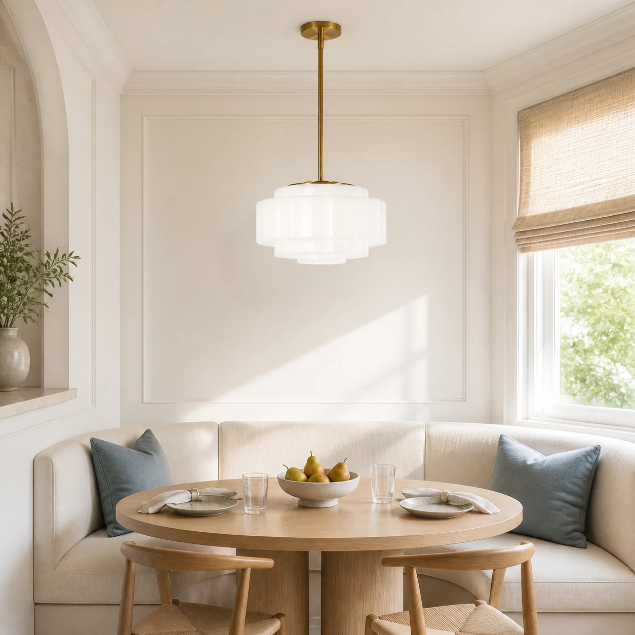 Antique Brass Tiered Opal White Glass Pendant Light (1).jpg__PID:d425a91a-9810-44af-a818-f715b4c0570f