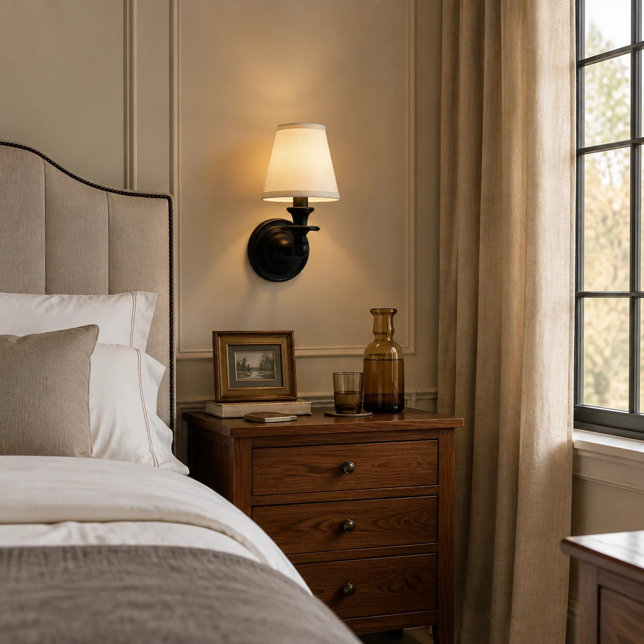 Dryadis wall sconce in a bedside setting