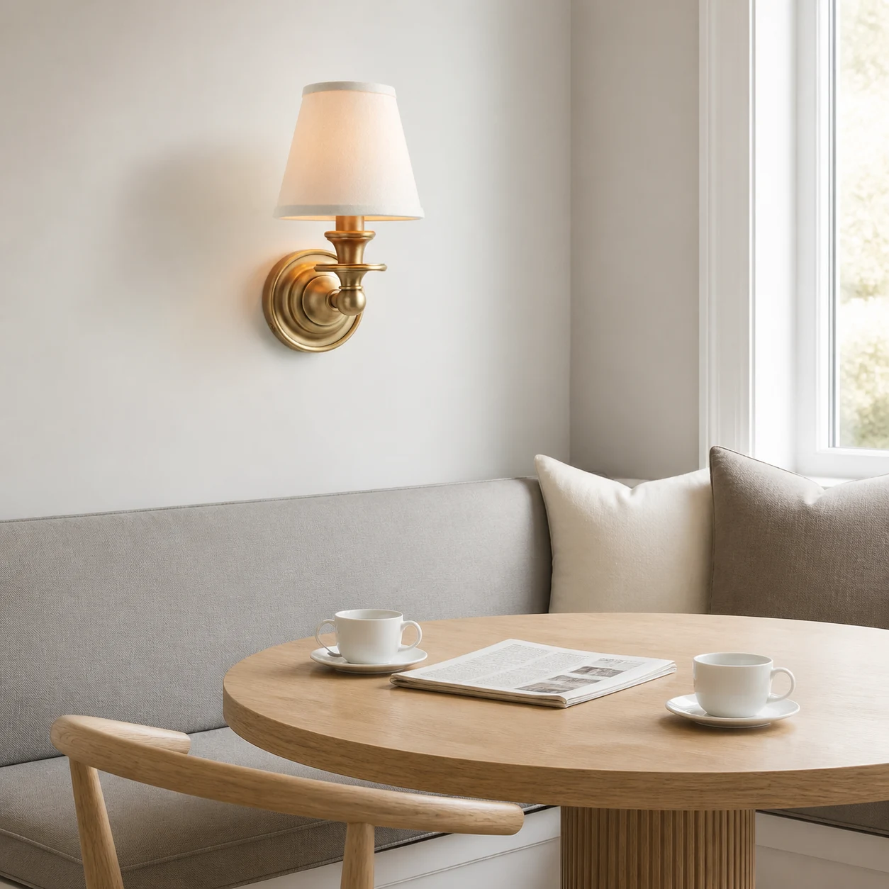Dryadis wall sconce in a breakfast nook setting