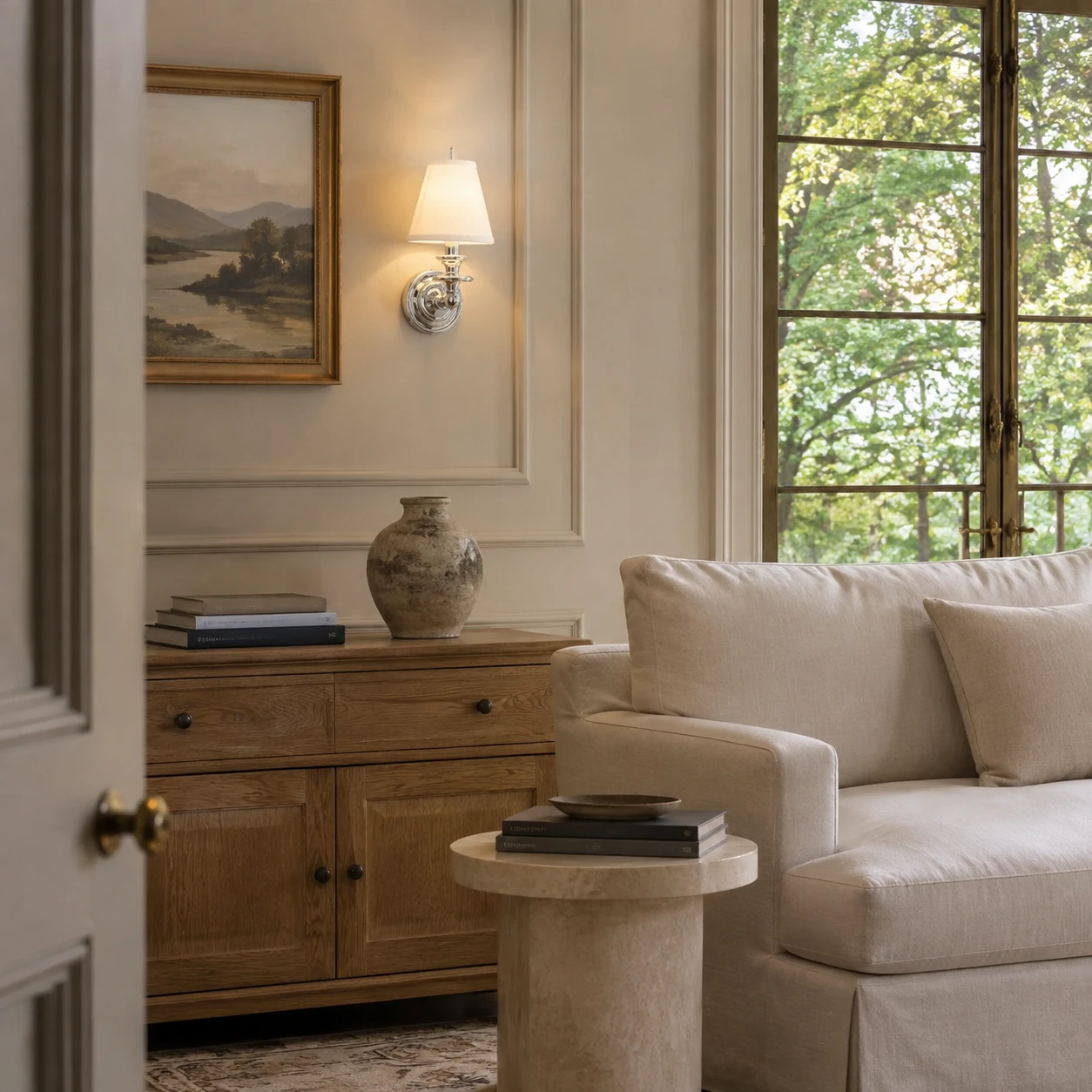 Dryadis wall sconce in a living room setting