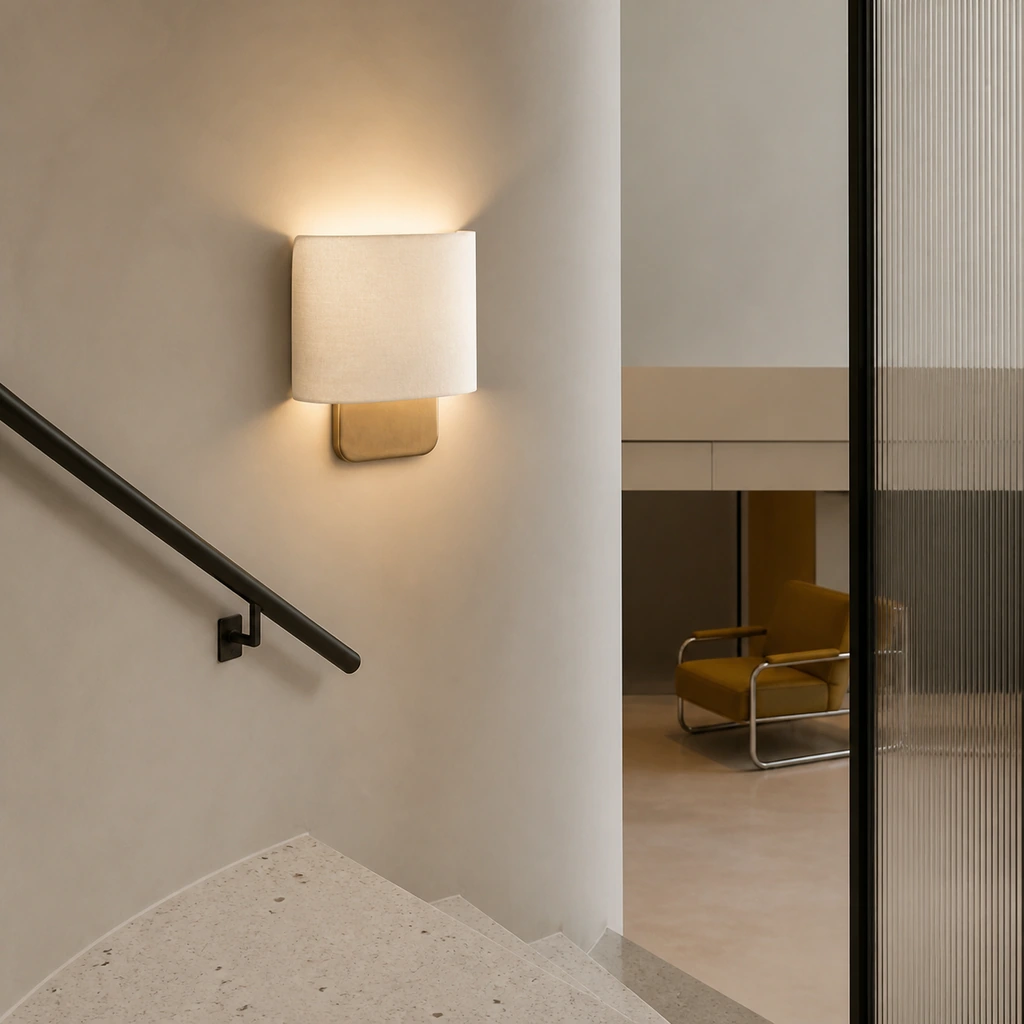 Jareth wall sconce on a modern stair landing