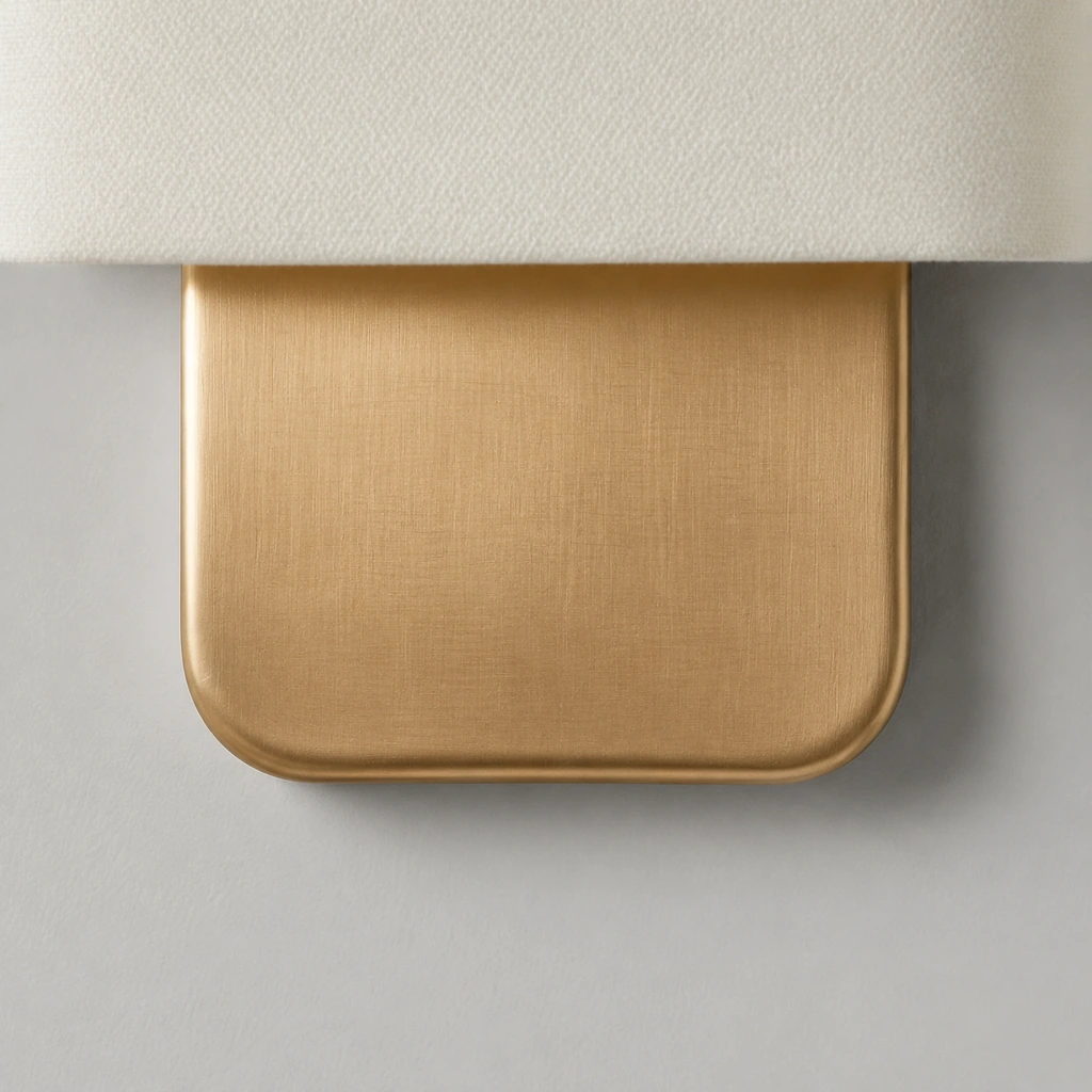 Close detail of the rounded brushed brass backplate