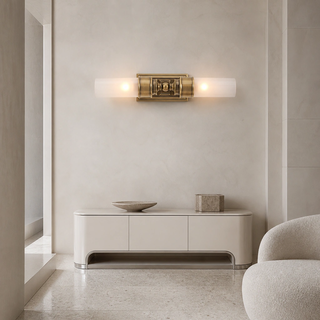 Wall light above a lacquer console