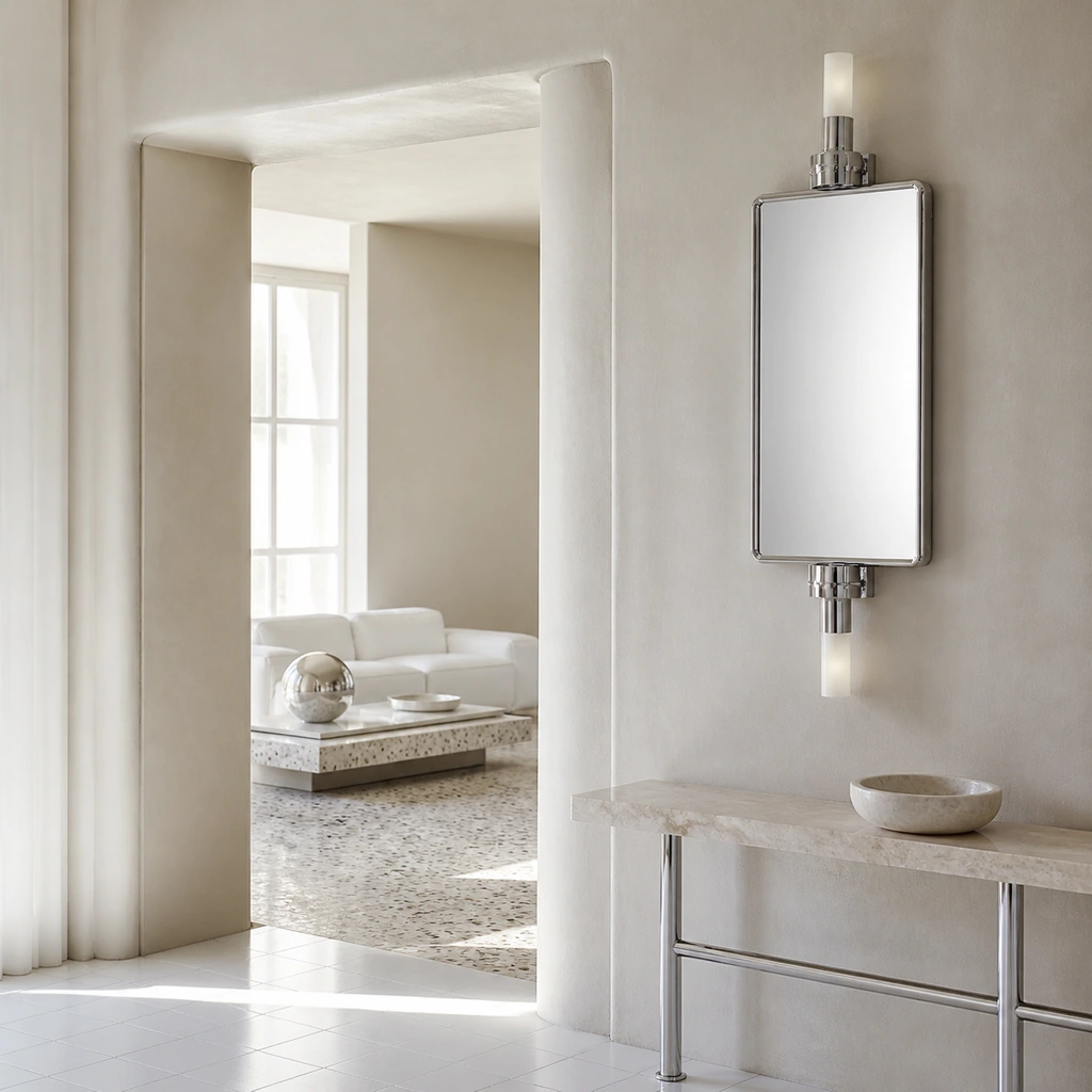 Vertical wall light in a modern corridor