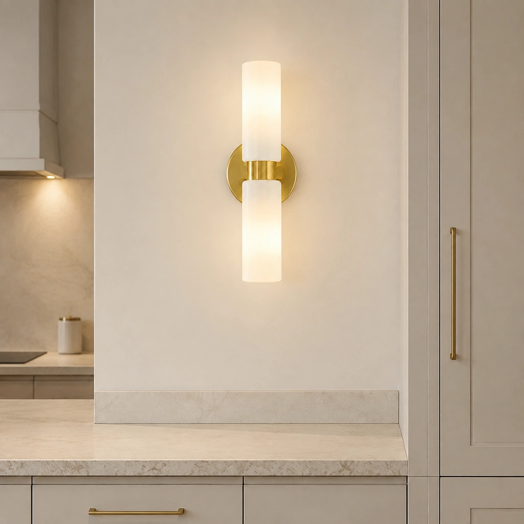 A refined accent beside the kitchen cabinet.