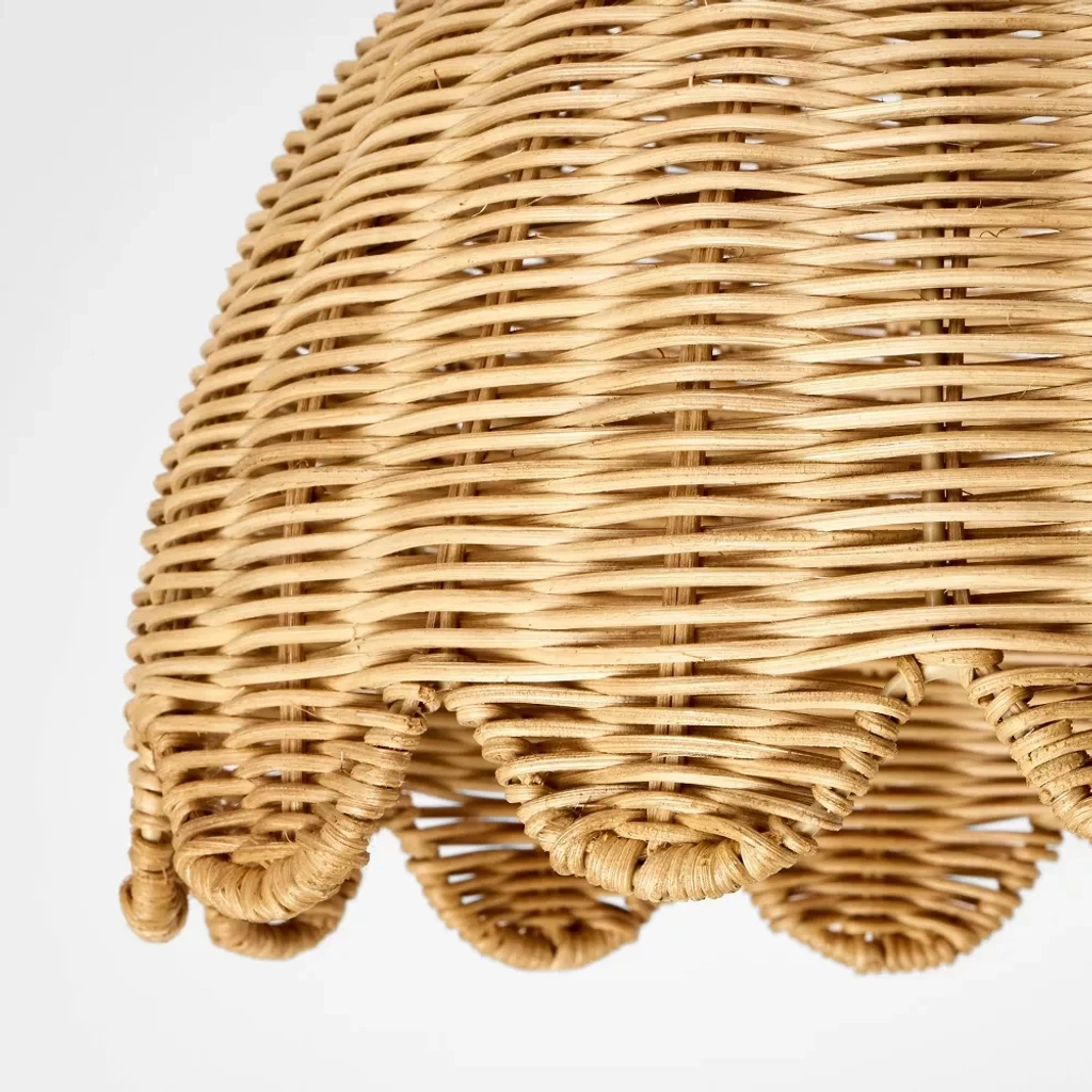 Close view of the handwoven natural rattan
