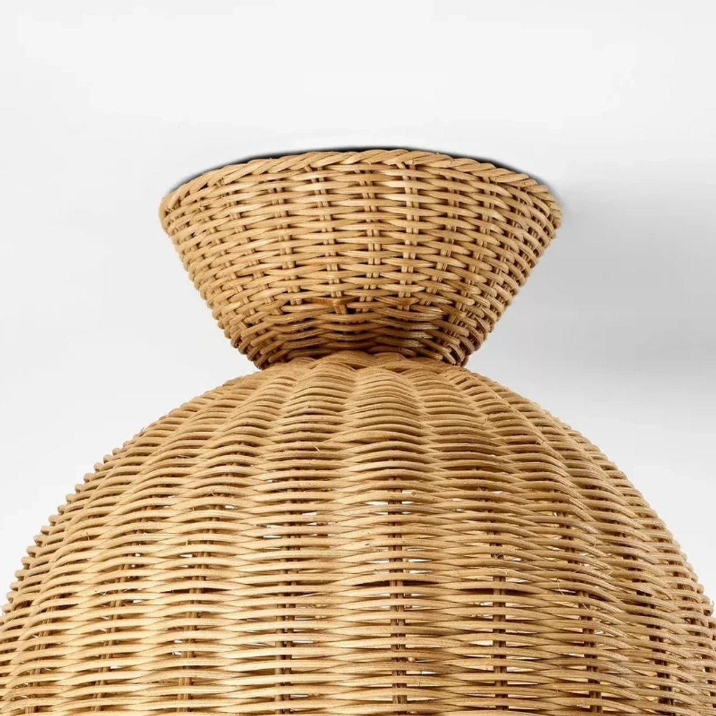 Close view of the woven flush-mount canopy