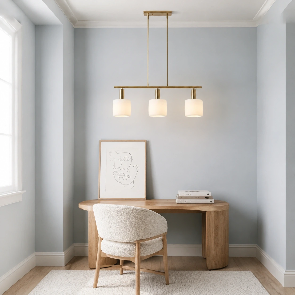 Chandelier in a Nordic reading nook