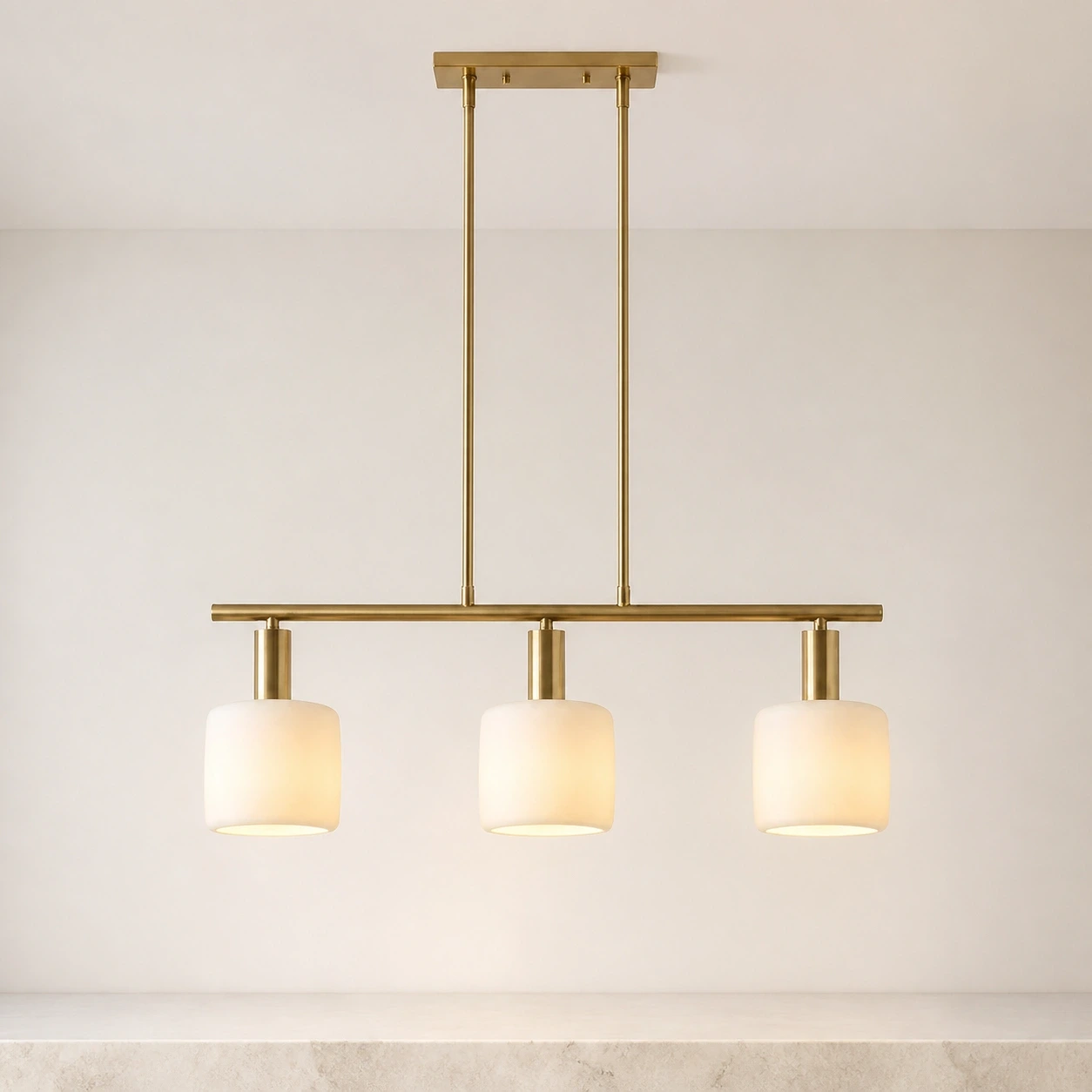 Eucrante porcelain chandelier, lights on