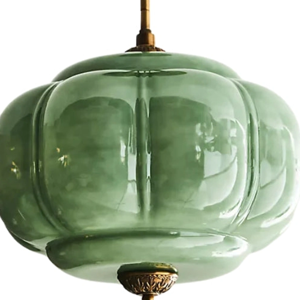 Ribbed transparent green glass detail