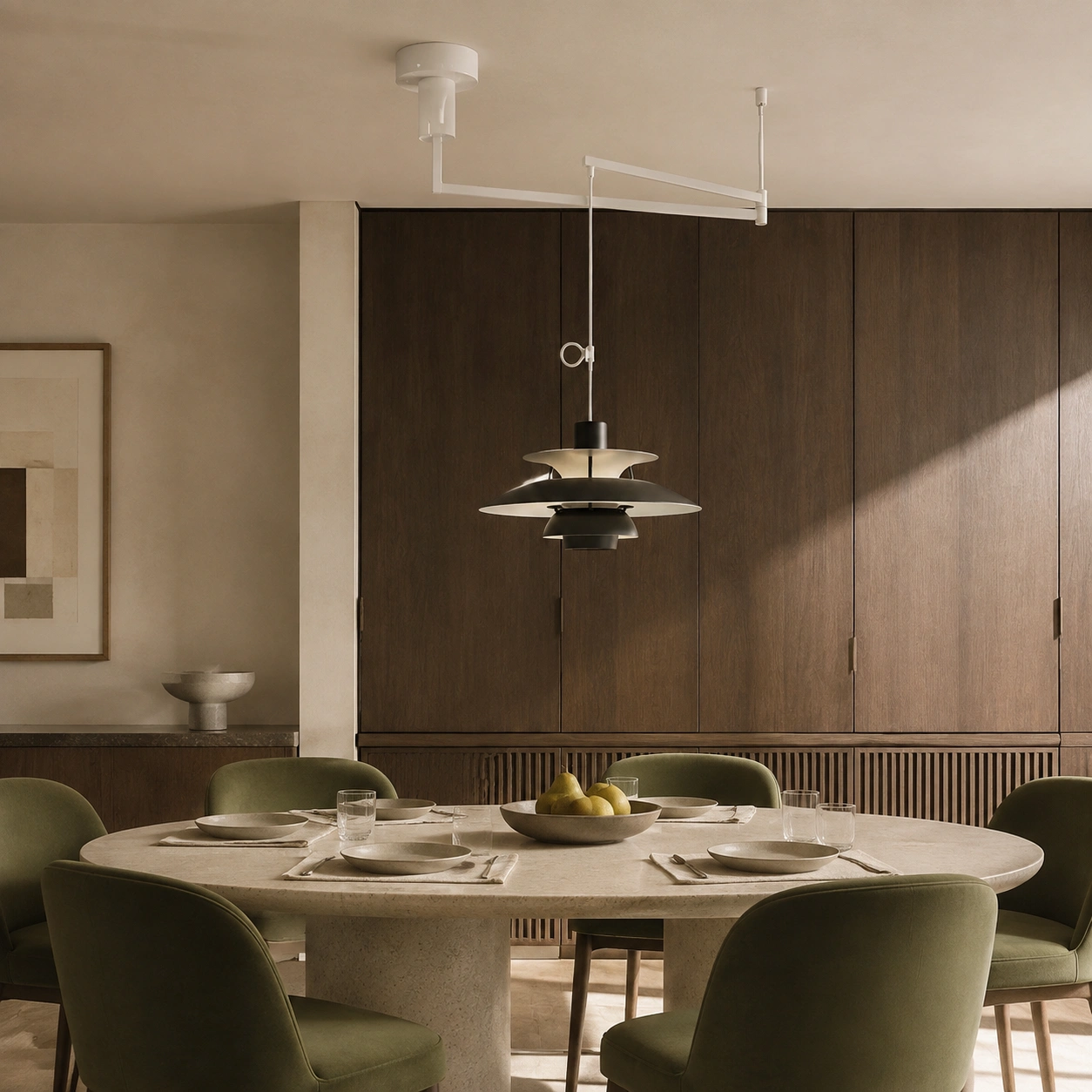 Gideon black dining scene