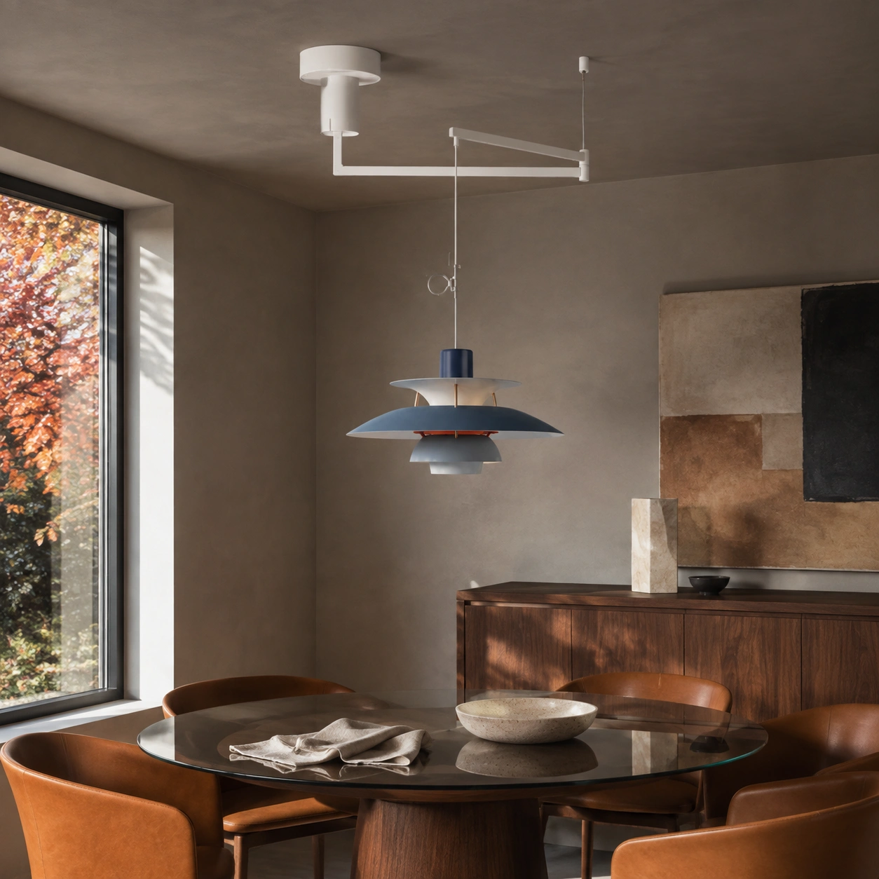 Gideon Scandinavian Swing Arm Layered Pendant Lamp
