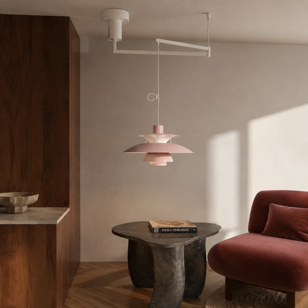 Gideon pale pink lounge scene