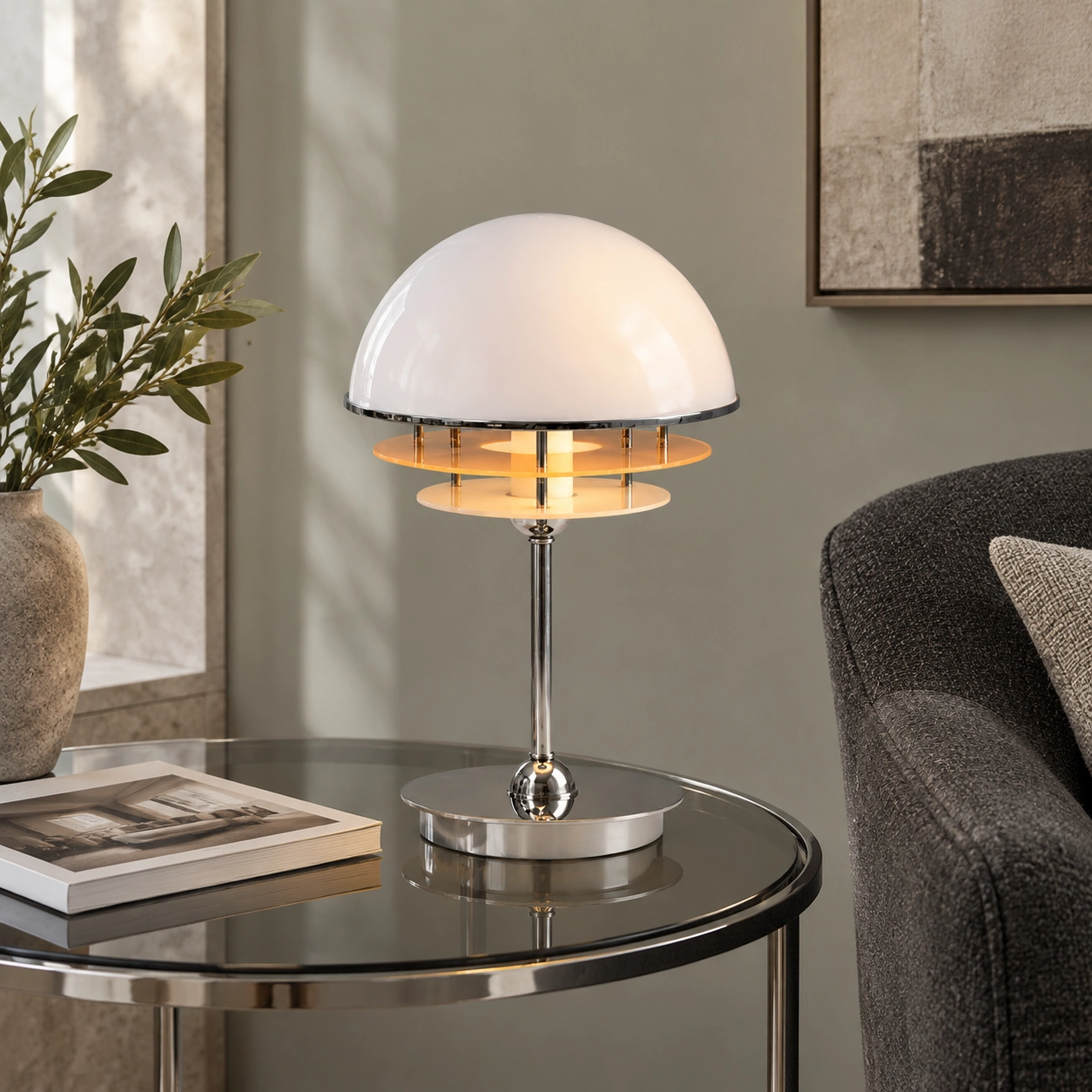Hugo lamp in a modern reading corner