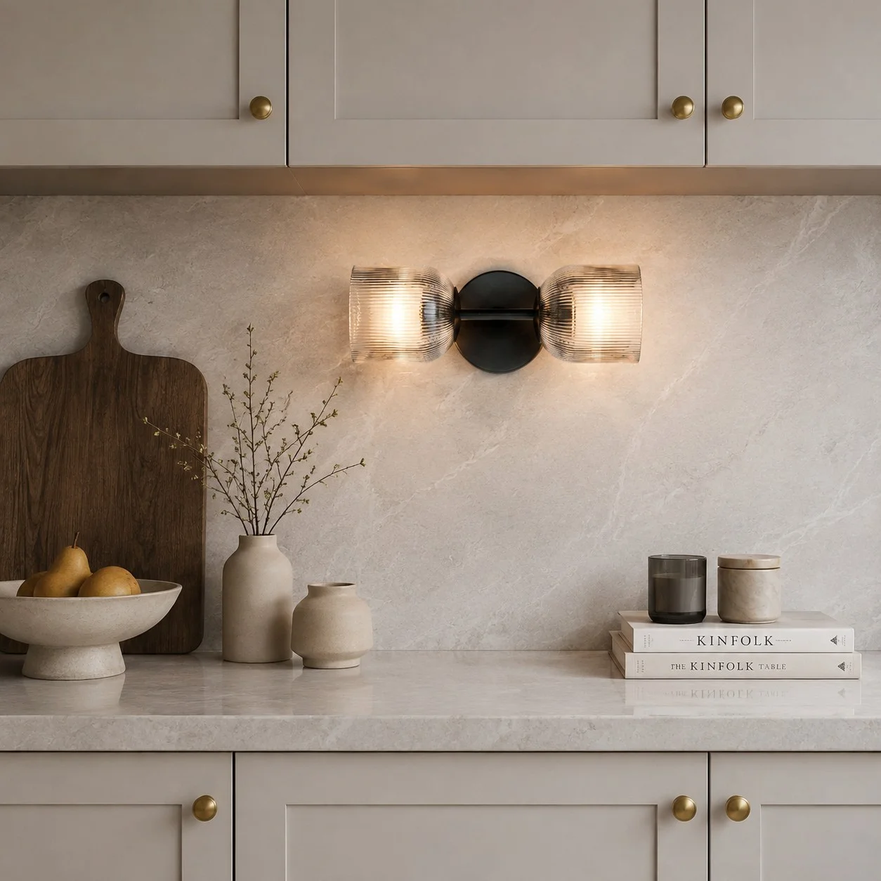 Black wall light in a modern kitchen