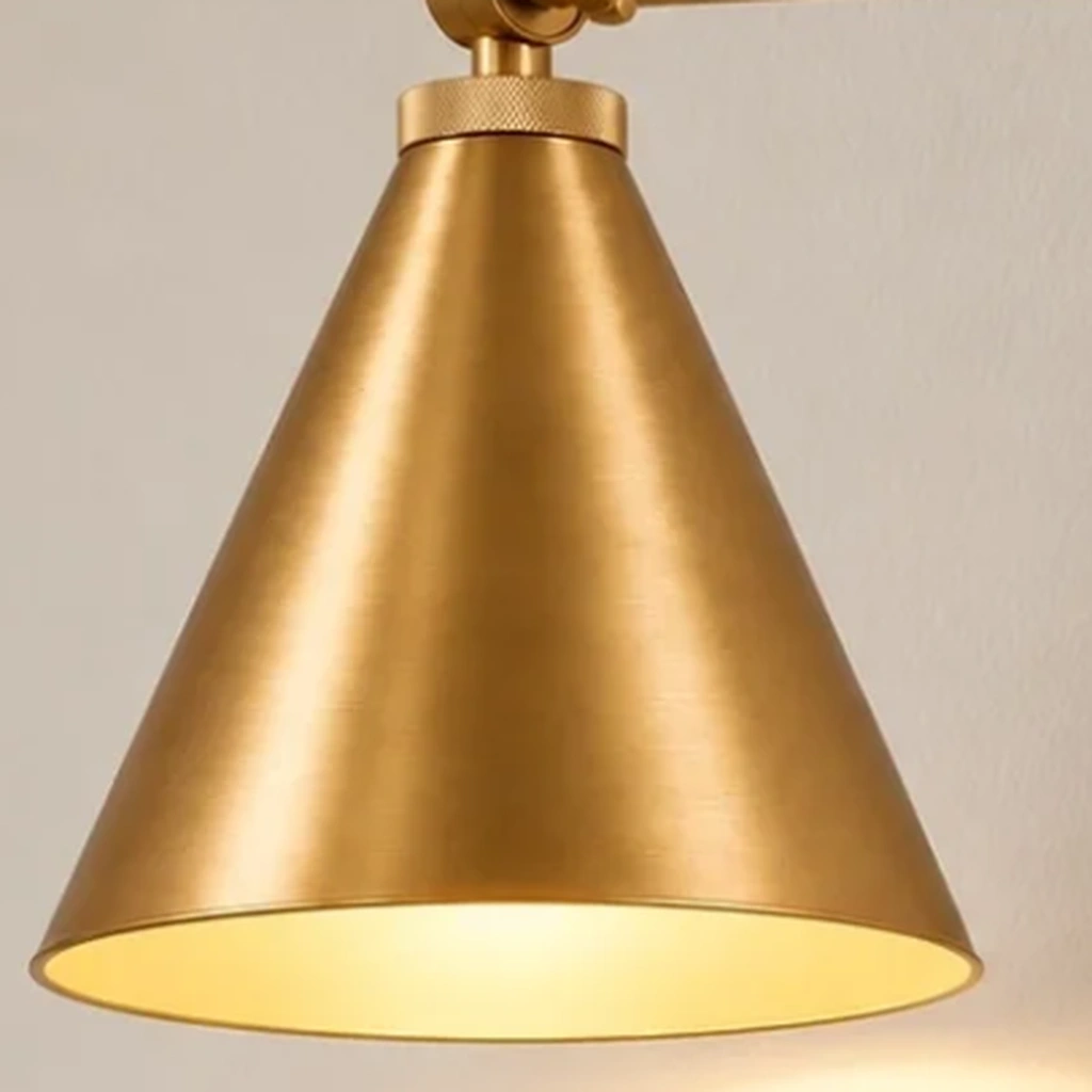 Brass conical shade detail