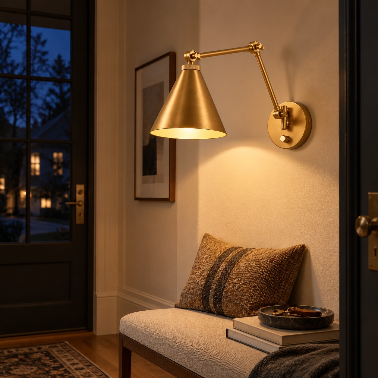 Jove sconce above a modern sideboard