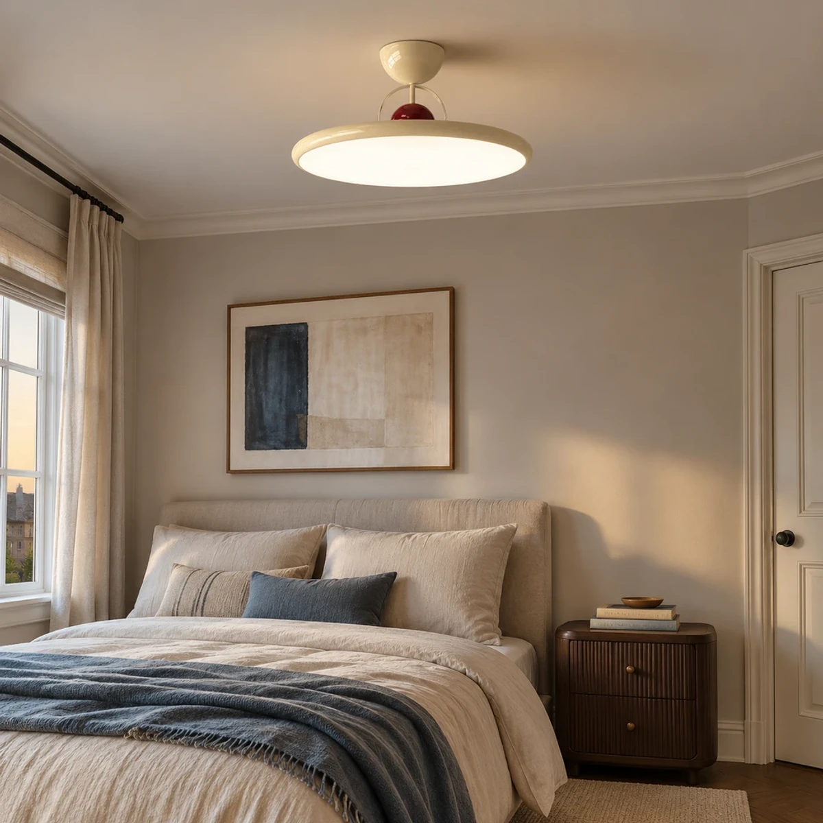 Beige Aurelia ceiling light in a calm bedroom suite