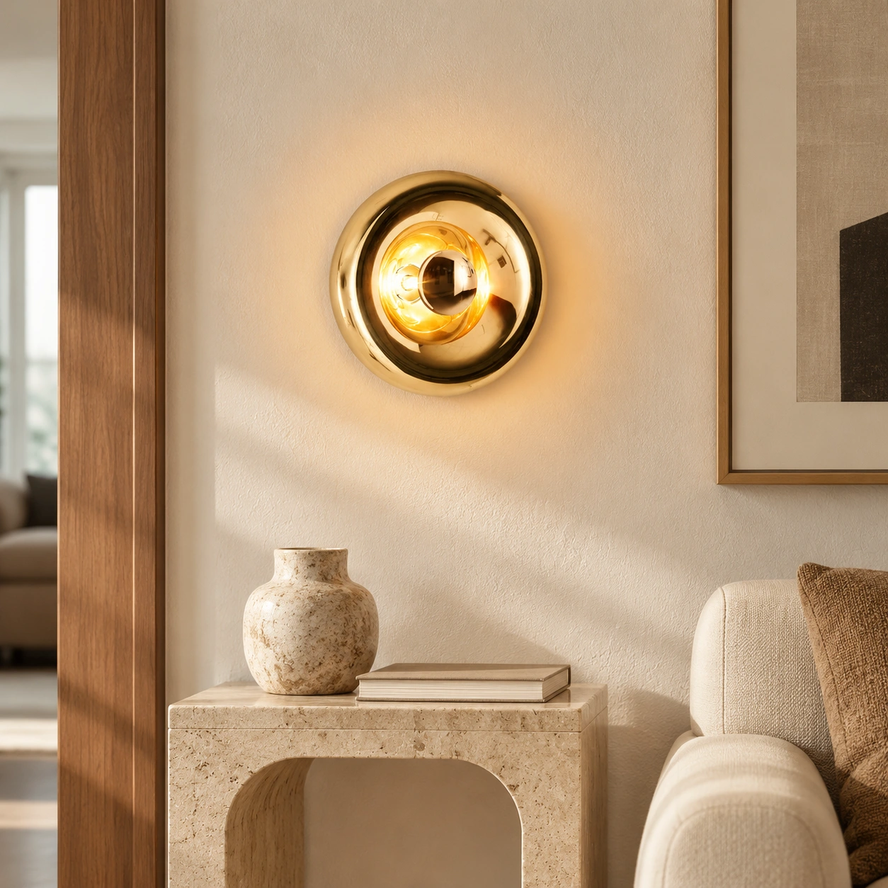 Gold living room scene