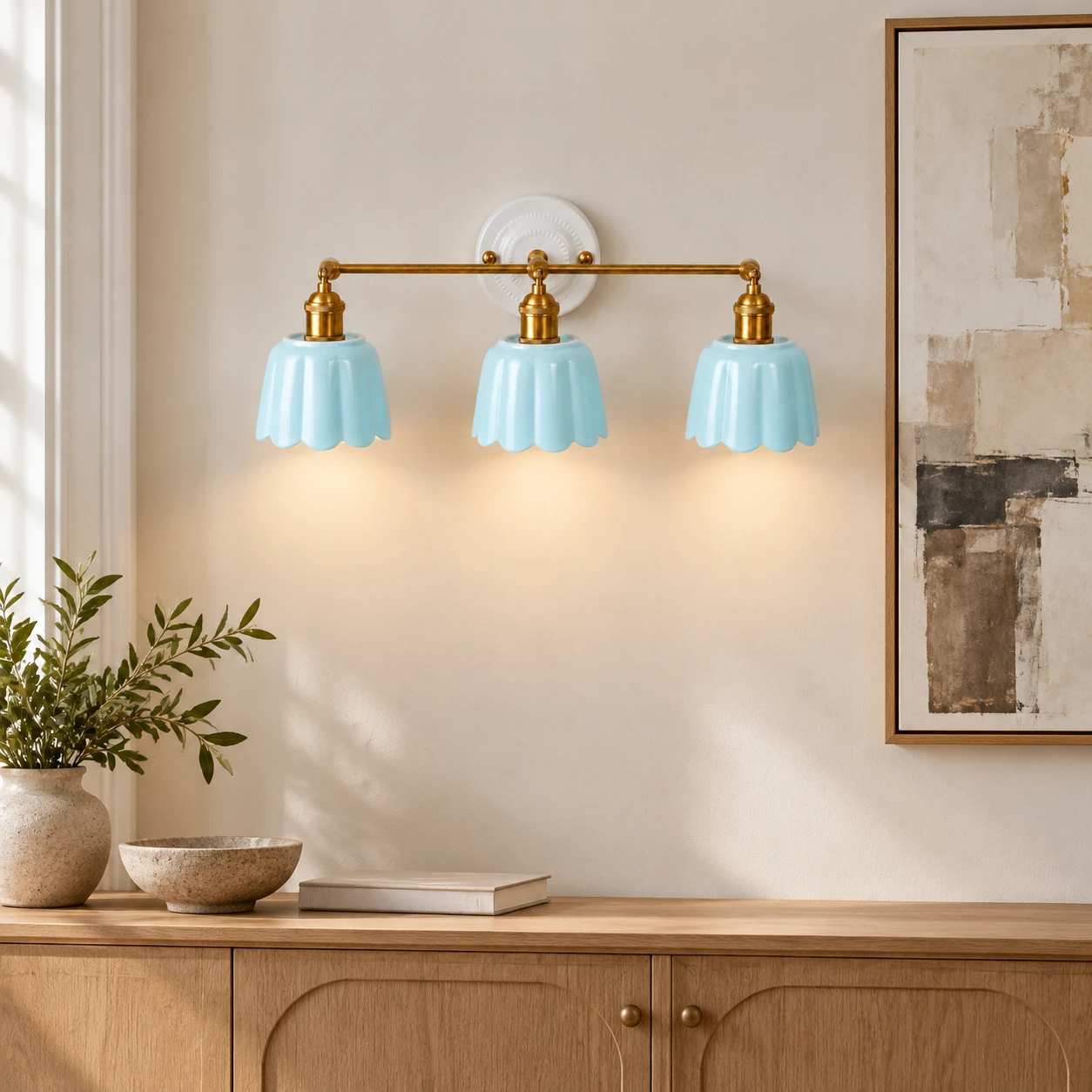 Fleur Vintage Petal Ceramic Vanity Light - living storage