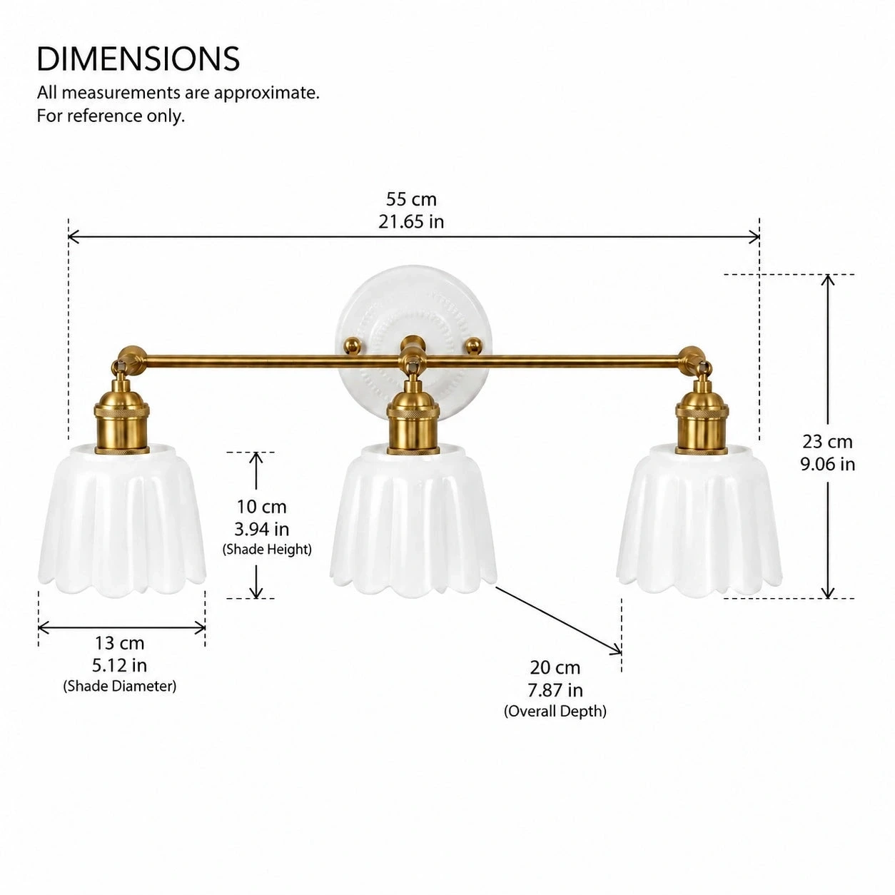 Fleur Vintage Petal Ceramic Vanity Light - size 2 light