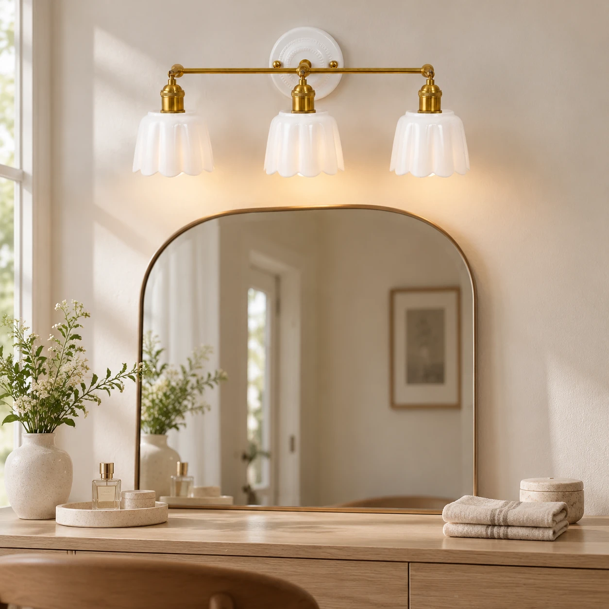 Fleur Vintage Petal Ceramic Vanity Light