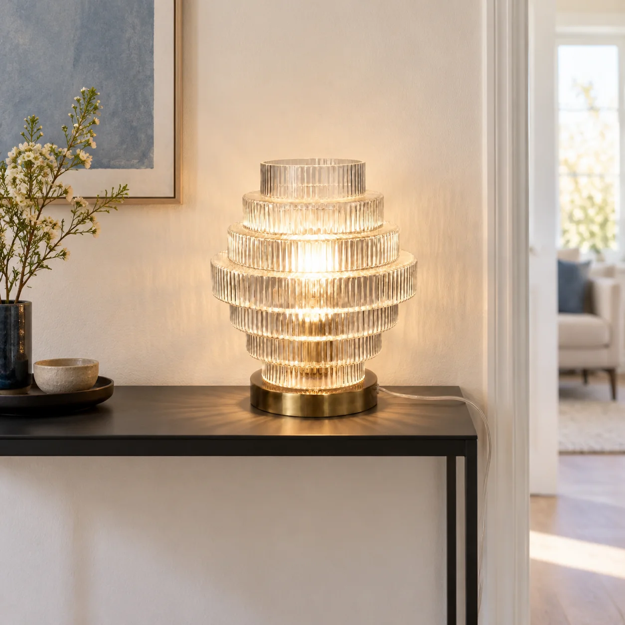 Florin Ribbed Glass Table Lamp product image
